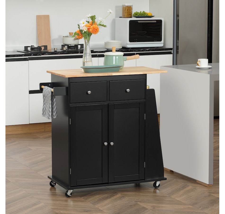 Image 997255_ALTMORE9.jpg, Product 997-255 / Price $154.99 - $172.99, HOMCOM Rolling Kitchen Island, Kitchen Cart with Rubberwood Top, Spice Rack from HOMCOM on TSC.ca's Home & Garden department