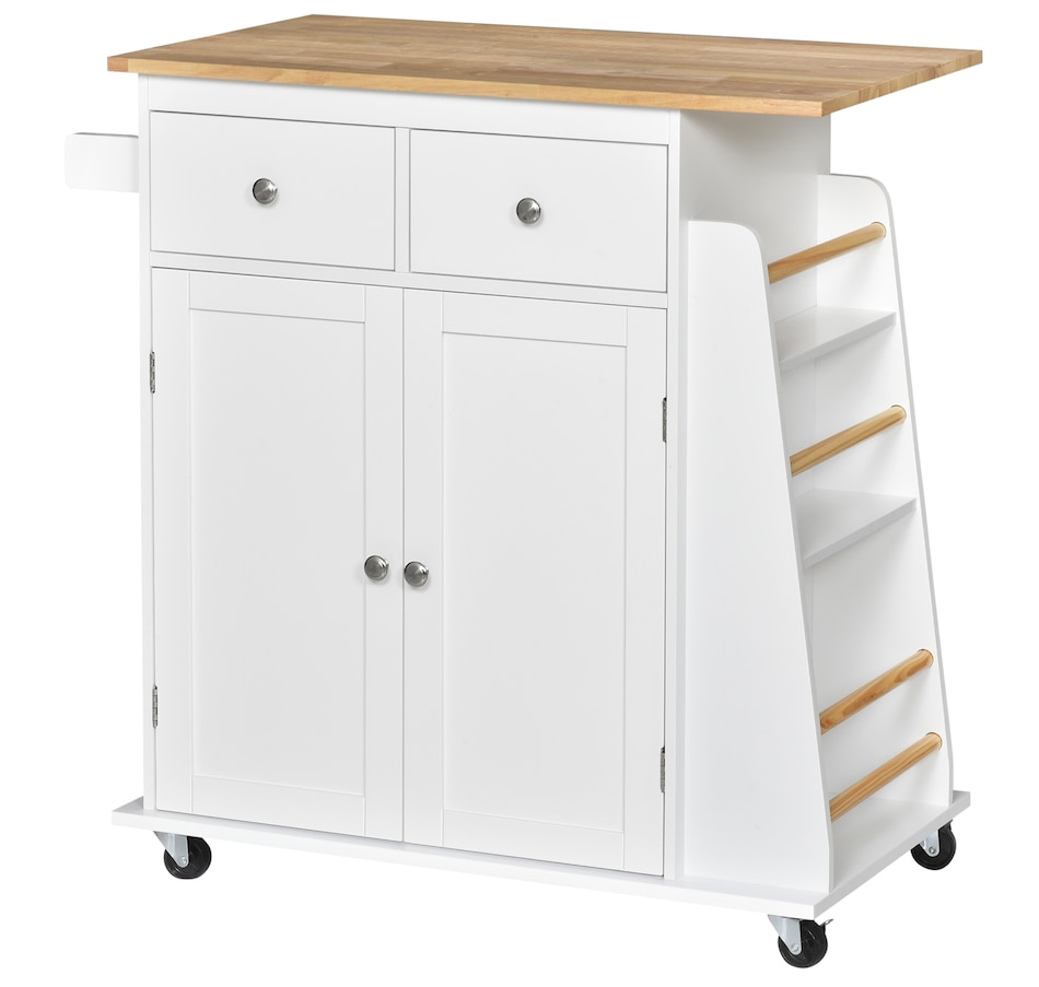 Image 997255_ST01.jpg, Product 997-255 / Price $154.99 - $172.99, HOMCOM Rolling Kitchen Island, Kitchen Cart with Rubberwood Top, Spice Rack from HOMCOM on TSC.ca's Home & Garden department