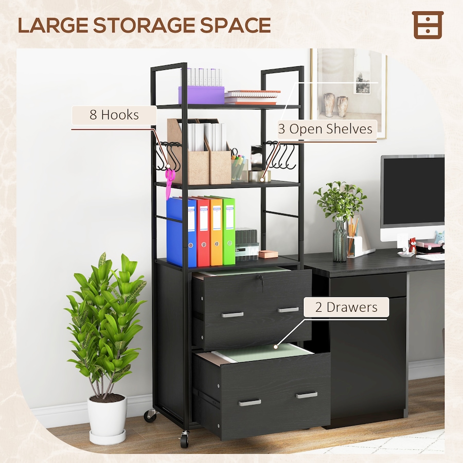 Image 997258_ALTMORE12.jpg, Product 997-258 / Price $169.35, Vinsetto 2 Drawer File Cabinet with Lock, Adjustable Hanging Bar, Black from Vinsetto on TSC.ca's Home & Garden department