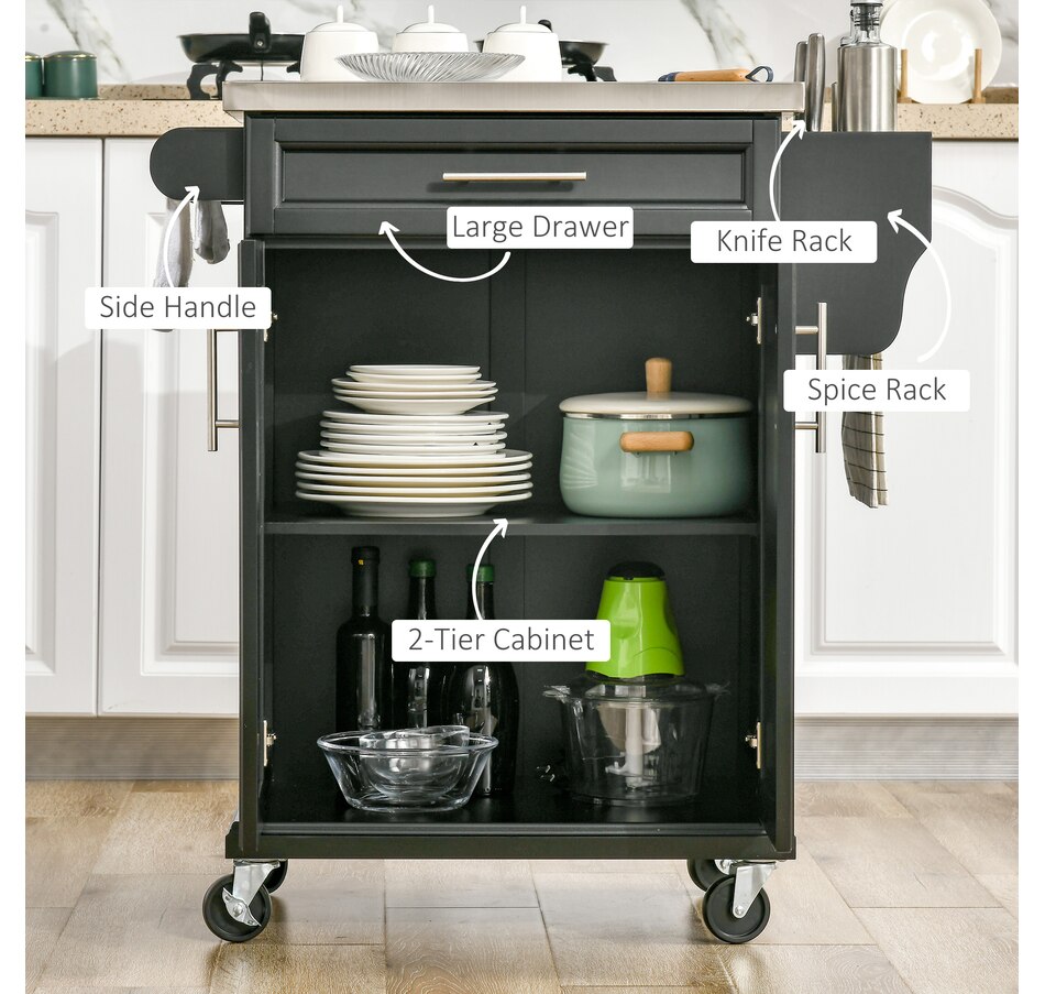 Image 997267_ALTMORE11.jpg, Product 997-267 / Price $184.99 - $209.99, HOMCOM Kitchen Island, Rolling Kitchen Cart with Stainless Steel Top from HOMCOM on TSC.ca's Home & Garden department