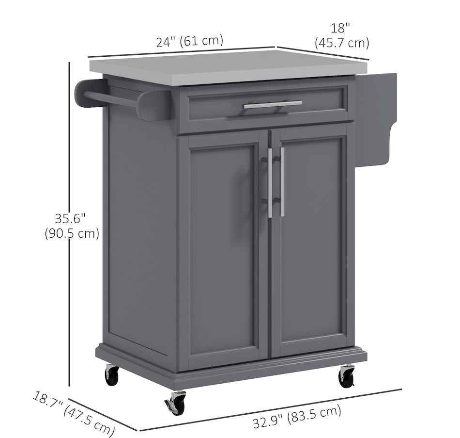 Image 997267_ALTMORE18.jpg, Product 997-267 / Price $184.99 - $209.99, HOMCOM Kitchen Island, Rolling Kitchen Cart with Stainless Steel Top from HOMCOM on TSC.ca's Home & Garden department