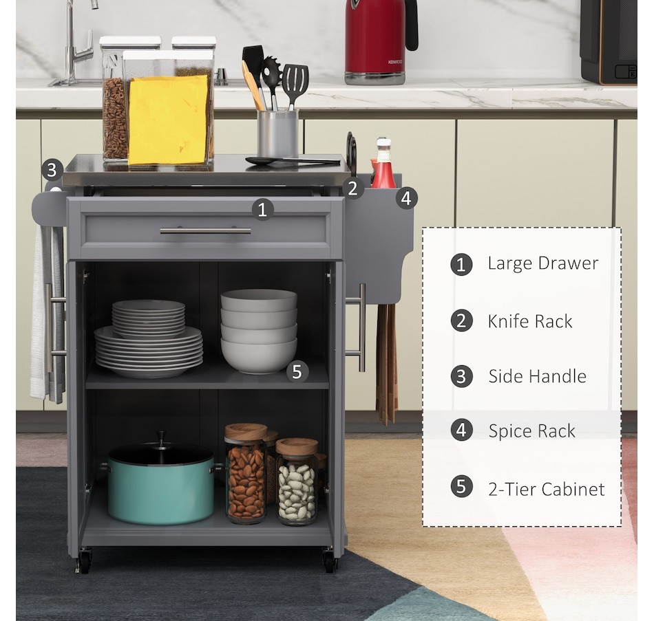 Image 997267_ALTMORE19.jpg, Product 997-267 / Price $184.99 - $209.99, HOMCOM Kitchen Island, Rolling Kitchen Cart with Stainless Steel Top from HOMCOM on TSC.ca's Home & Garden department