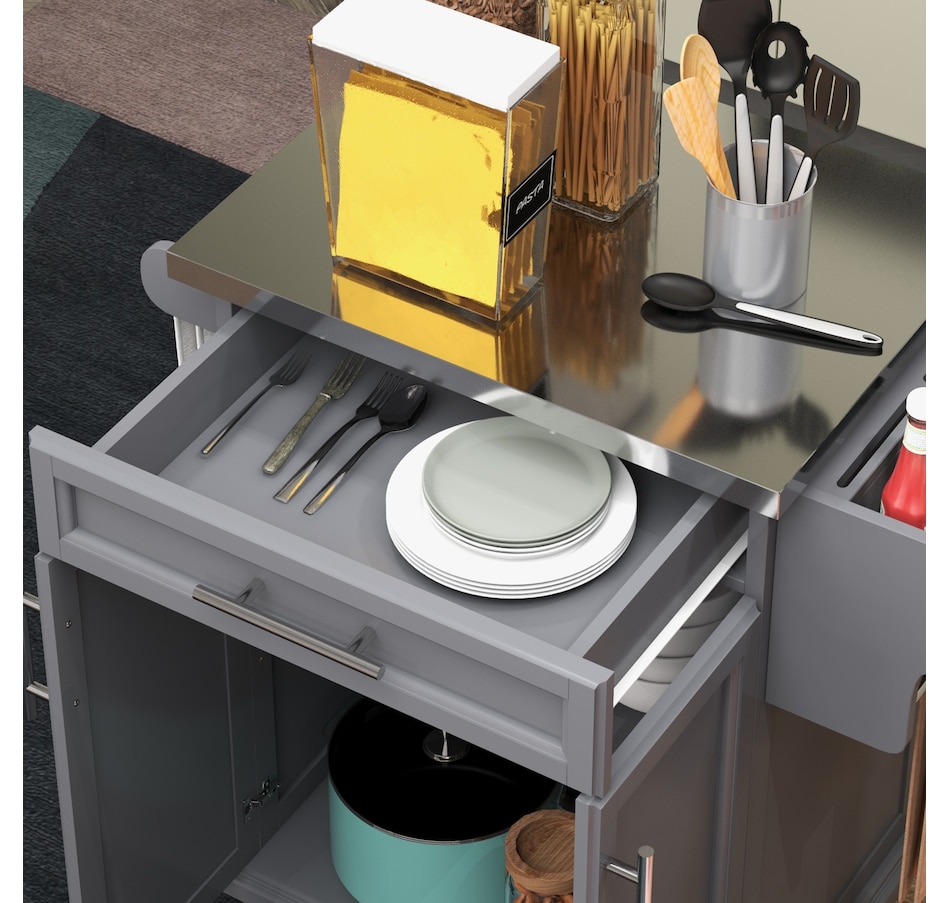 Image 997267_ALTMORE21.jpg, Product 997-267 / Price $184.99 - $209.99, HOMCOM Kitchen Island, Rolling Kitchen Cart with Stainless Steel Top from HOMCOM on TSC.ca's Home & Garden department