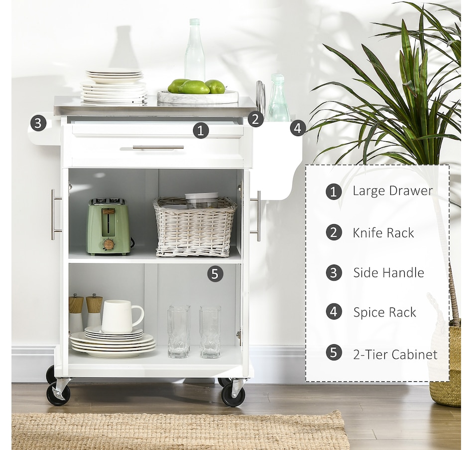 Image 997267_ALTMORE3.jpg, Product 997-267 / Price $184.99 - $209.99, HOMCOM Kitchen Island, Rolling Kitchen Cart with Stainless Steel Top from HOMCOM on TSC.ca's Home & Garden department