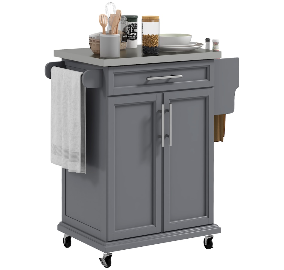 Image 997267_ST03.jpg, Product 997-267 / Price $184.99 - $209.99, HOMCOM Kitchen Island, Rolling Kitchen Cart with Stainless Steel Top from HOMCOM on TSC.ca's Home & Garden department