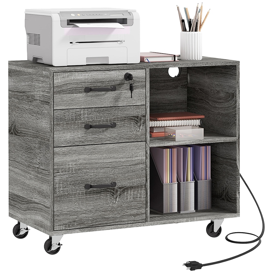 Image 997270.jpg, Product 997-270 / Price $139.99, HOMCOM 3 Drawer Mobile File Cabinet with Charging Station USB Ports Wheels from HOMCOM on TSC.ca's Home & Garden department