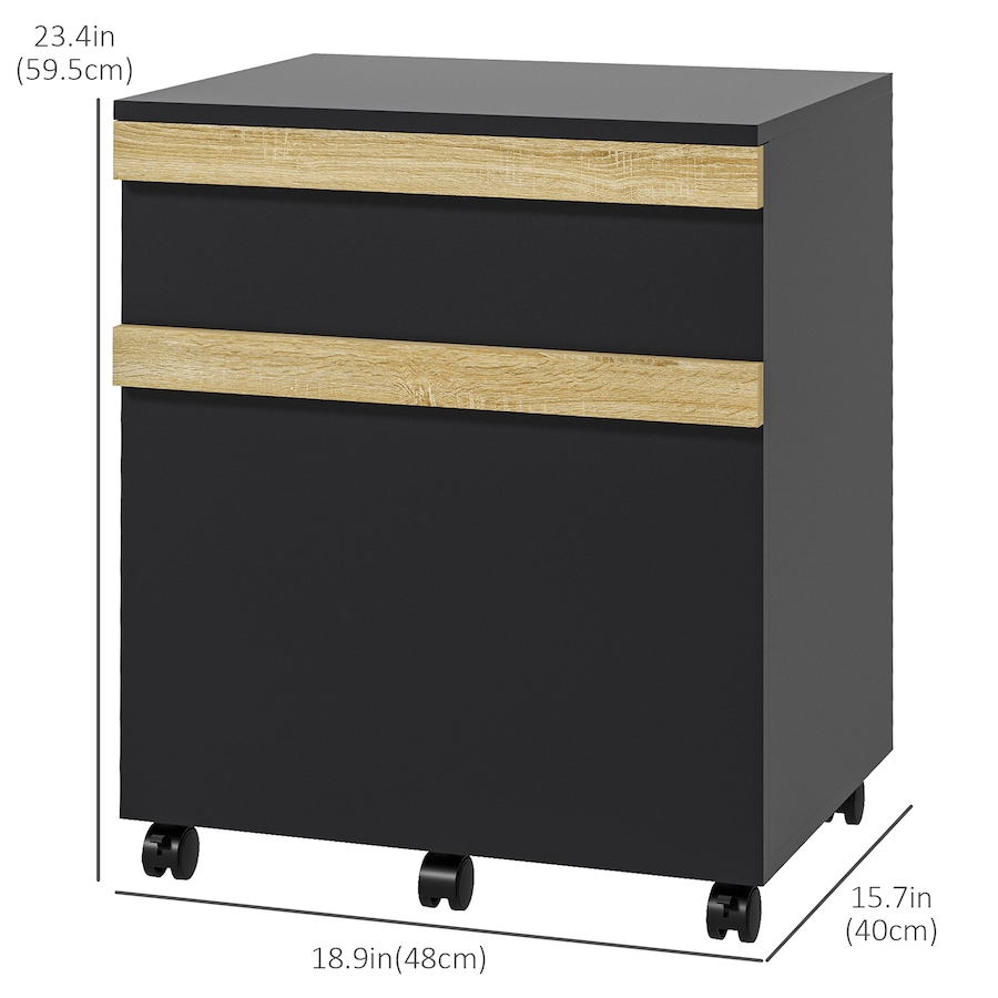 Image 997274_ALTMORE2.jpg, Product 997-274 / Price $83.99, Vinsetto 2 Drawers Filing Cabinet, File Cabinet with 5 Wheels, Black from Vinsetto on TSC.ca's Home & Garden department