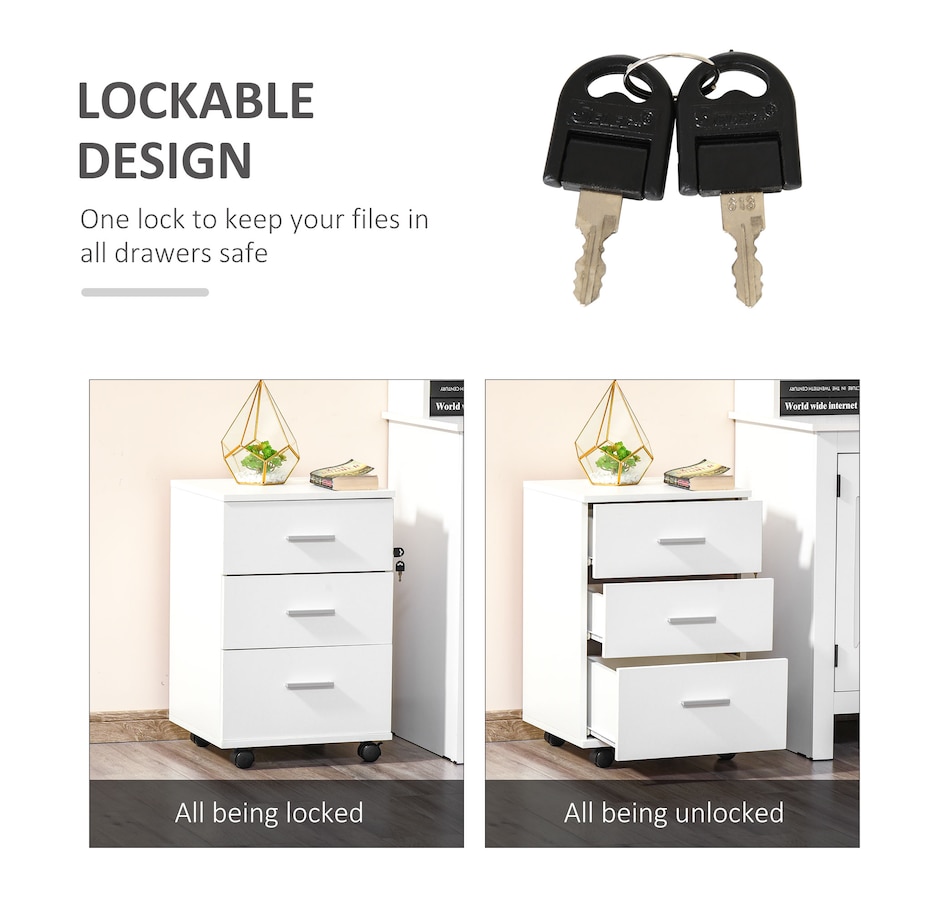 Image 997284_ALTMORE3.jpg, Product 997-284 / Price $109.99, Vinsetto 3 Drawer File Cabinet with Lock and Wheels from Vinsetto on TSC.ca's Home & Garden department