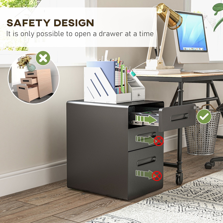 Image 997287_ALTMORE15.jpg, Product 997-287 / Price $204.99 - $205.99, Vinsetto 3-Drawer Filing Cabinet w/ Wheels, Lockable Office Storage Drawer from Vinsetto on TSC.ca's Home & Garden department