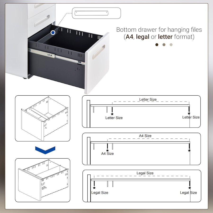Image 997287_ALTMORE5.jpg, Product 997-287 / Price $204.99 - $205.99, Vinsetto 3-Drawer Filing Cabinet w/ Wheels, Lockable Office Storage Drawer from Vinsetto on TSC.ca's Home & Garden department