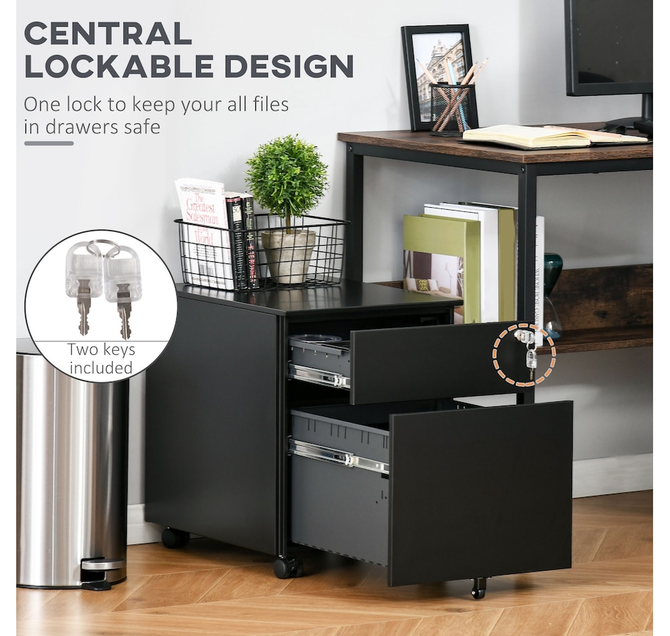 Image 997288_ALTMORE3.jpg, Product 997-288 / Price $139.99 - $149.99, Vinsetto 2-Drawer Filing Cabinet w/ Wheels, Lockable Office Storage Drawer from Vinsetto on TSC.ca's Home & Garden department