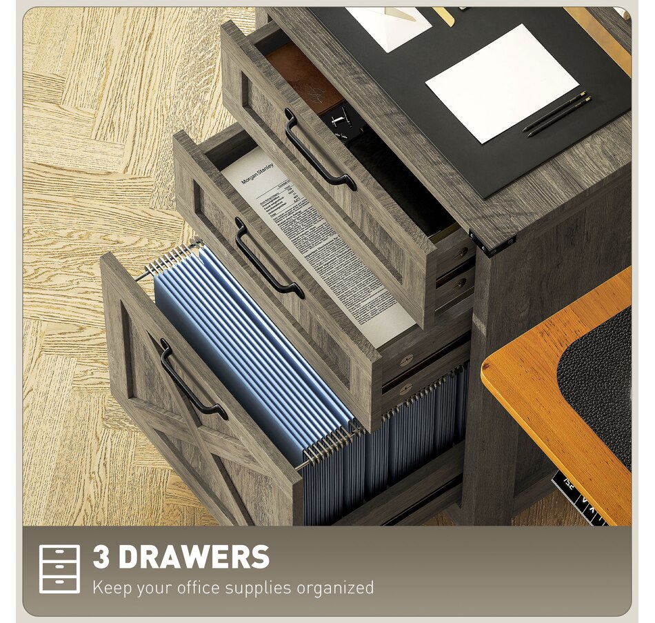 Image 997293_ALTMORE4.jpg, Product 997-293 / Price $109.99 - $112.99, HOMCOM 3 Drawer File Cabinet Filing Cabinet for A4 Letter Size Grey Wash from HOMCOM on TSC.ca's Home & Garden department