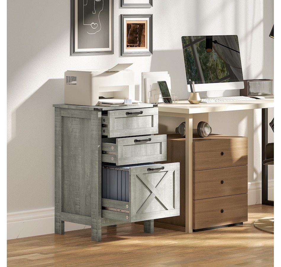 Image 997293_ALTMORE9.jpg, Product 997-293 / Price $109.99 - $112.99, HOMCOM 3 Drawer File Cabinet Filing Cabinet for A4 Letter Size Grey Wash from HOMCOM on TSC.ca's Home & Garden department