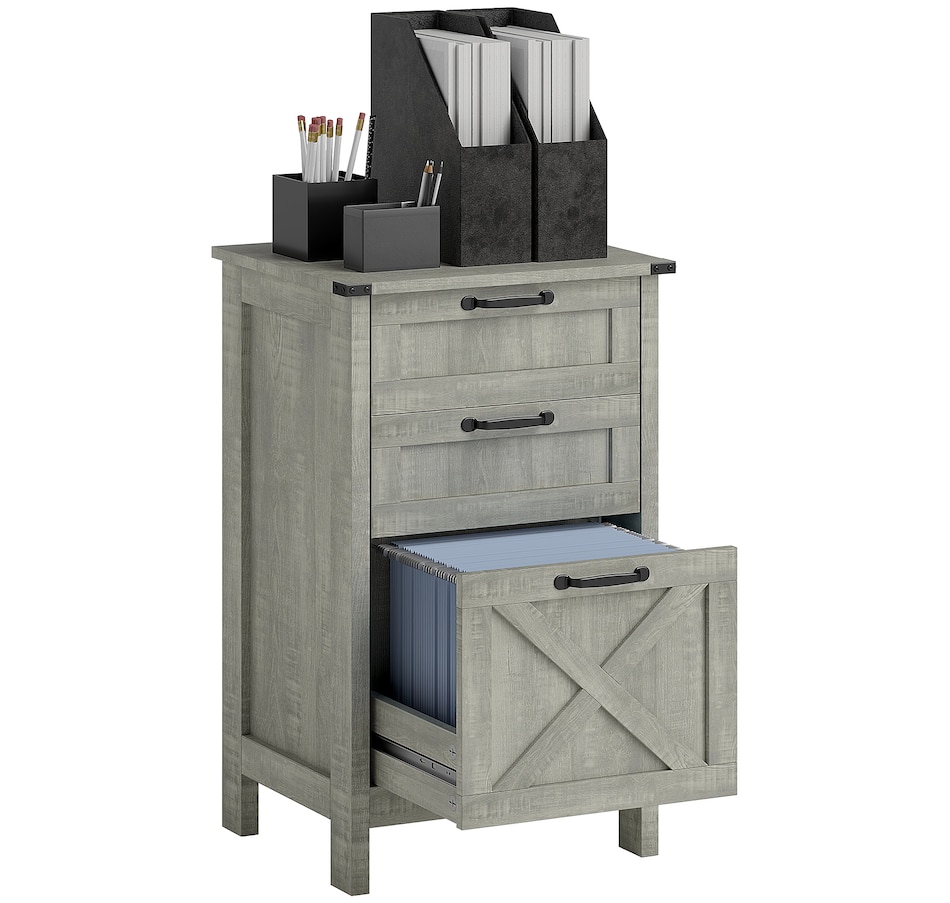 Image 997293_ST02.jpg, Product 997-293 / Price $109.99 - $112.99, HOMCOM 3 Drawer File Cabinet Filing Cabinet for A4 Letter Size Grey Wash from HOMCOM on TSC.ca's Home & Garden department