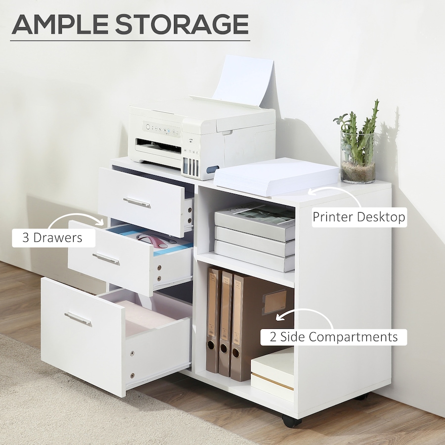 Image 997297_ALTMORE11.jpg, Product 997-297 / Price $109.99 - $114.99, HOMCOM Mobile Printer Stand With 3 Drawers Shelves 2 Shelves from HOMCOM on TSC.ca's Home & Garden department
