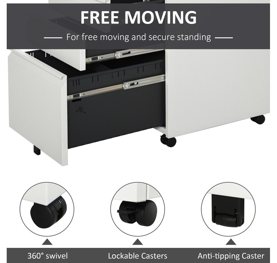 Image 997298_ALTMORE14.jpg, Product 997-298 / Price $189.99 - $194.99, Vinsetto 3 Drawer Filing Cabinet Steel File Cabinet with Lock and Wheels from Vinsetto on TSC.ca's Home & Garden department