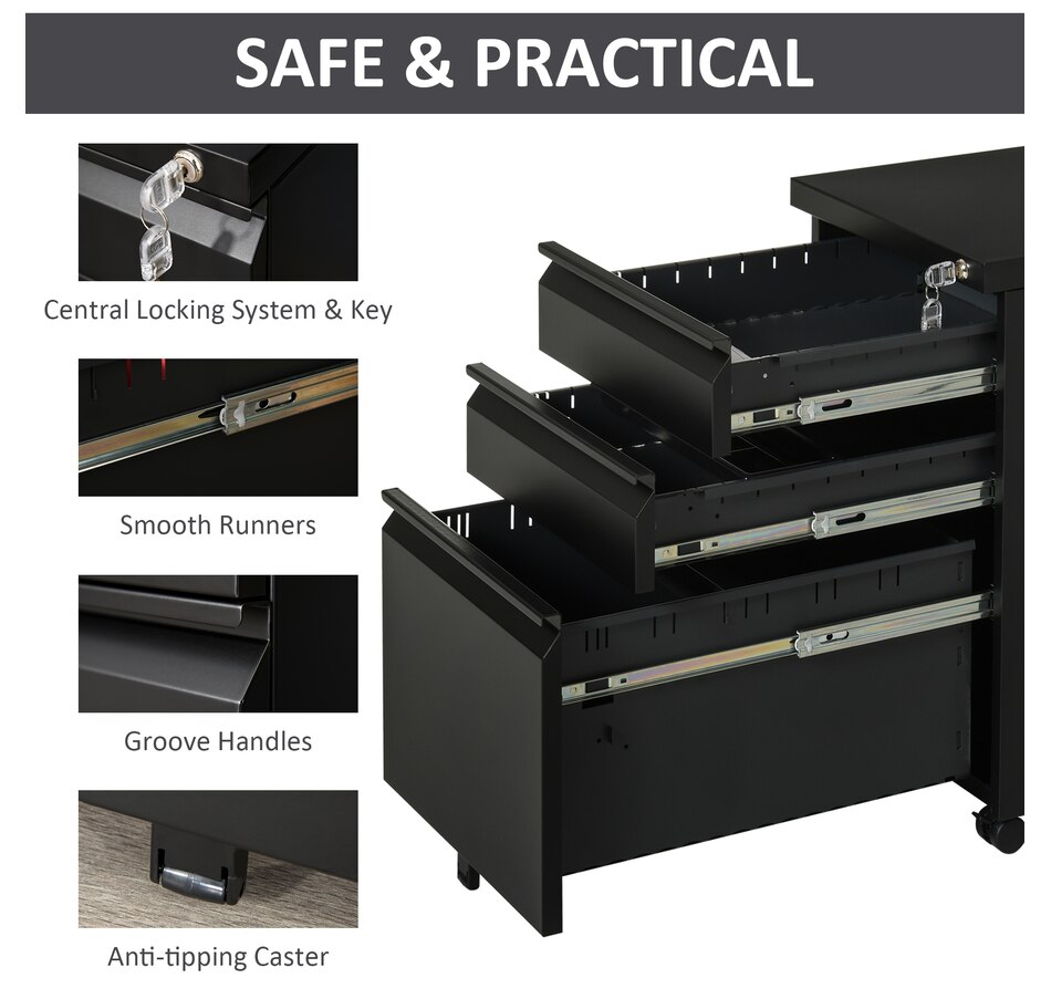 Image 997298_ALTMORE4.jpg, Product 997-298 / Price $189.99 - $194.99, Vinsetto 3 Drawer Filing Cabinet Steel File Cabinet with Lock and Wheels from Vinsetto on TSC.ca's Home & Garden department