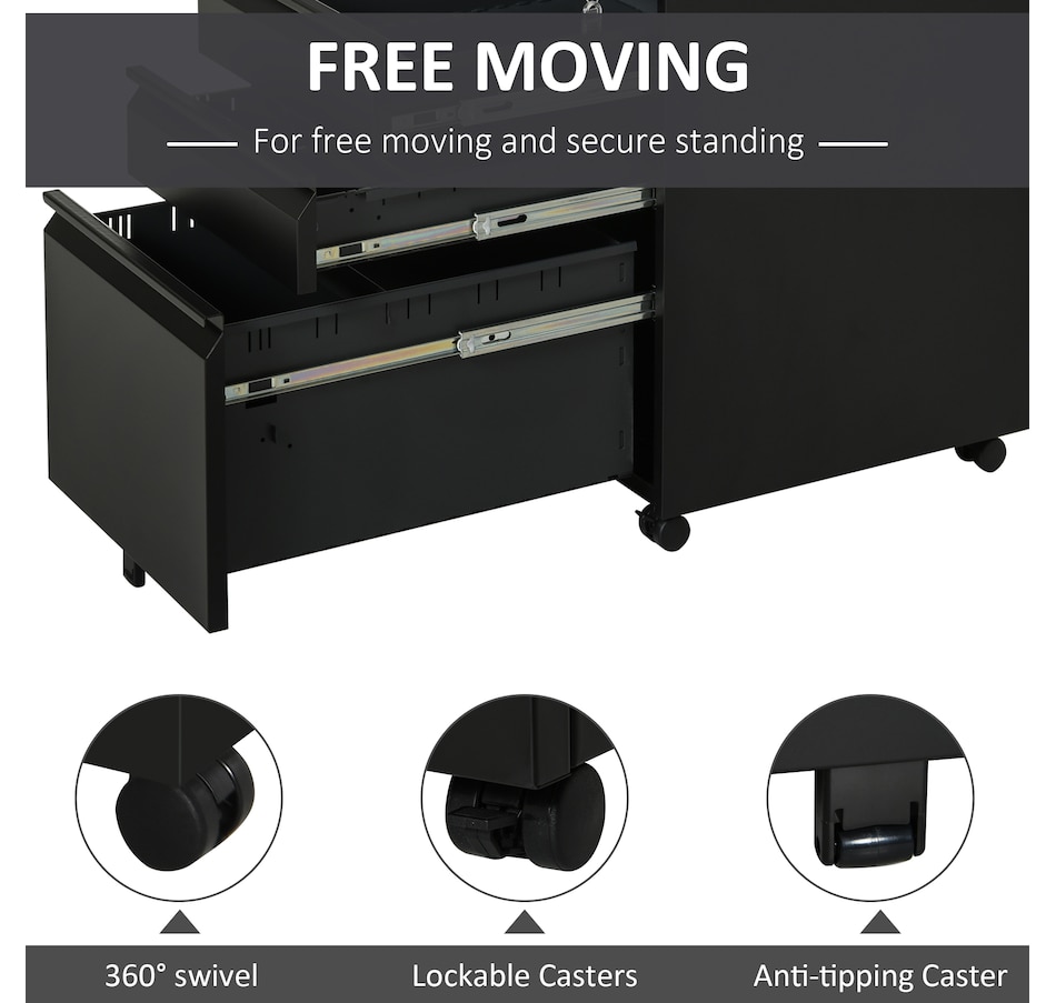 Image 997298_ALTMORE5.jpg, Product 997-298 / Price $189.99 - $194.99, Vinsetto 3 Drawer Filing Cabinet Steel File Cabinet with Lock and Wheels from Vinsetto on TSC.ca's Home & Garden department