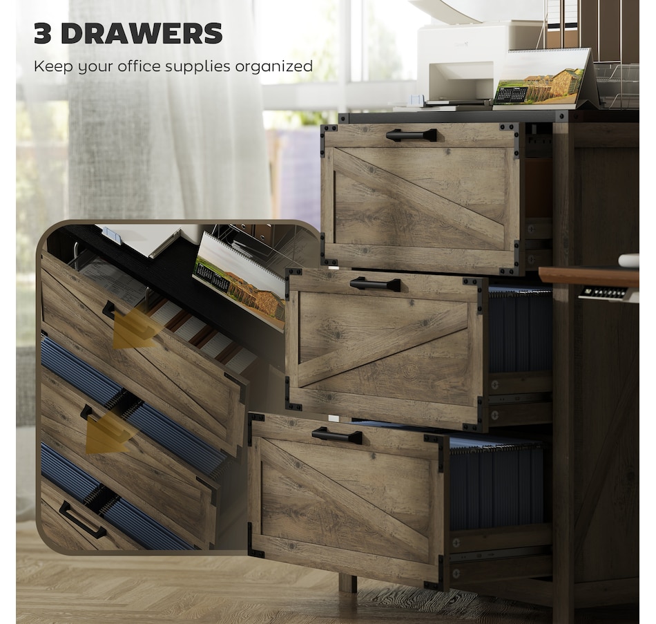 Image 997300_ALTMORE4.jpg, Product 997-300 / Price $154.99 - $169.99, HOMCOM 3 Drawer File Cabinet Lateral Filing Cabinet for Home Office, Grey from HOMCOM on TSC.ca's Home & Garden department