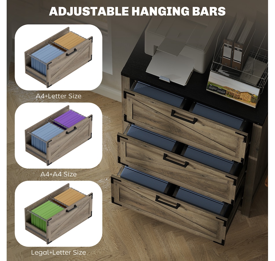 Image 997300_ALTMORE5.jpg, Product 997-300 / Price $154.99 - $169.99, HOMCOM 3 Drawer File Cabinet Lateral Filing Cabinet for Home Office, Grey from HOMCOM on TSC.ca's Home & Garden department