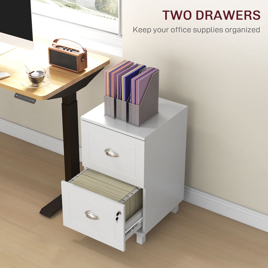 Image 997302_ALTMORE11.jpg, Product 997-302 / Price $94.99, HOMCOM Lockable 2 Drawer File Cabinet with Hanging Bars for A4 and Letter from HOMCOM on TSC.ca's Home & Garden department
