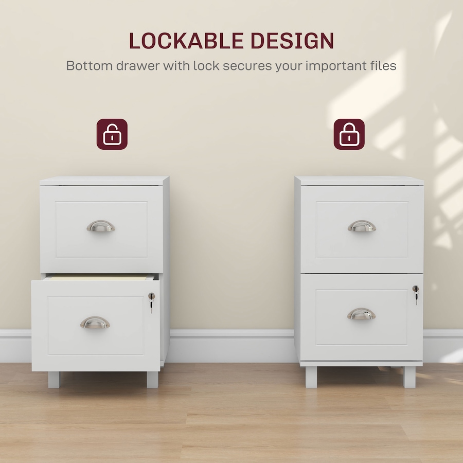 Image 997302_ALTMORE13.jpg, Product 997-302 / Price $94.99, HOMCOM Lockable 2 Drawer File Cabinet with Hanging Bars for A4 and Letter from HOMCOM on TSC.ca's Home & Garden department