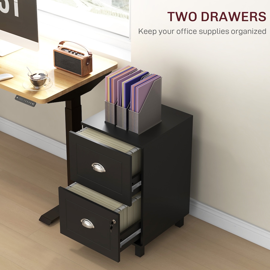 Image 997302_ALTMORE3.jpg, Product 997-302 / Price $94.99, HOMCOM Lockable 2 Drawer File Cabinet with Hanging Bars for A4 and Letter from HOMCOM on TSC.ca's Home & Garden department