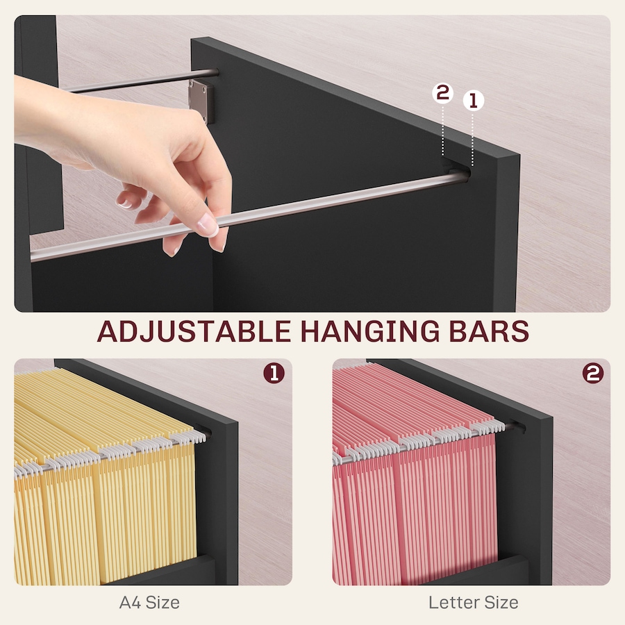 Image 997302_ALTMORE4.jpg, Product 997-302 / Price $94.99, HOMCOM Lockable 2 Drawer File Cabinet with Hanging Bars for A4 and Letter from HOMCOM on TSC.ca's Home & Garden department
