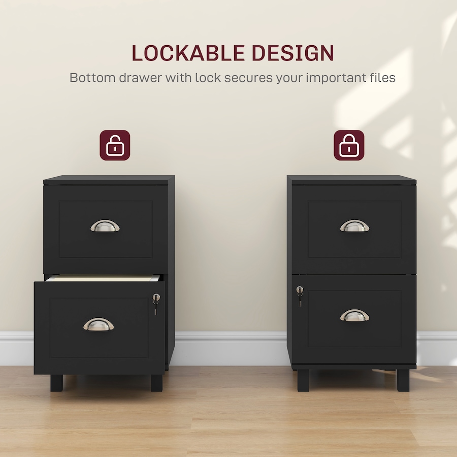 Image 997302_ALTMORE5.jpg, Product 997-302 / Price $94.99, HOMCOM Lockable 2 Drawer File Cabinet with Hanging Bars for A4 and Letter from HOMCOM on TSC.ca's Home & Garden department