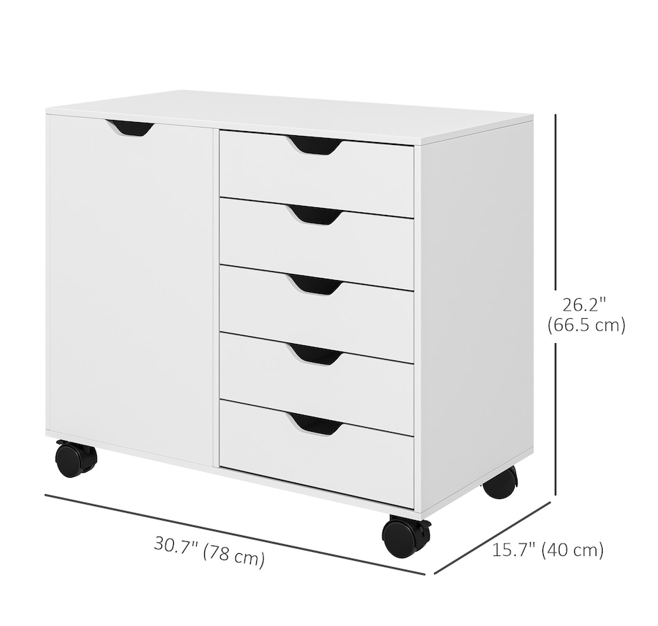 Image 997308_ALTMORE10.jpg, Product 997-308 / Price $179.99, HOMCOM Modern Mobile 5-Drawer Chest with Door, Office Storage Cabinet Black from HOMCOM on TSC.ca's Home & Garden department
