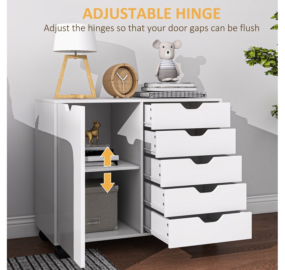 Image 997308_ALTMORE15.jpg, Product 997-308 / Price $179.99, HOMCOM Modern Mobile 5-Drawer Chest with Door, Office Storage Cabinet Black from HOMCOM on TSC.ca's Home & Garden department