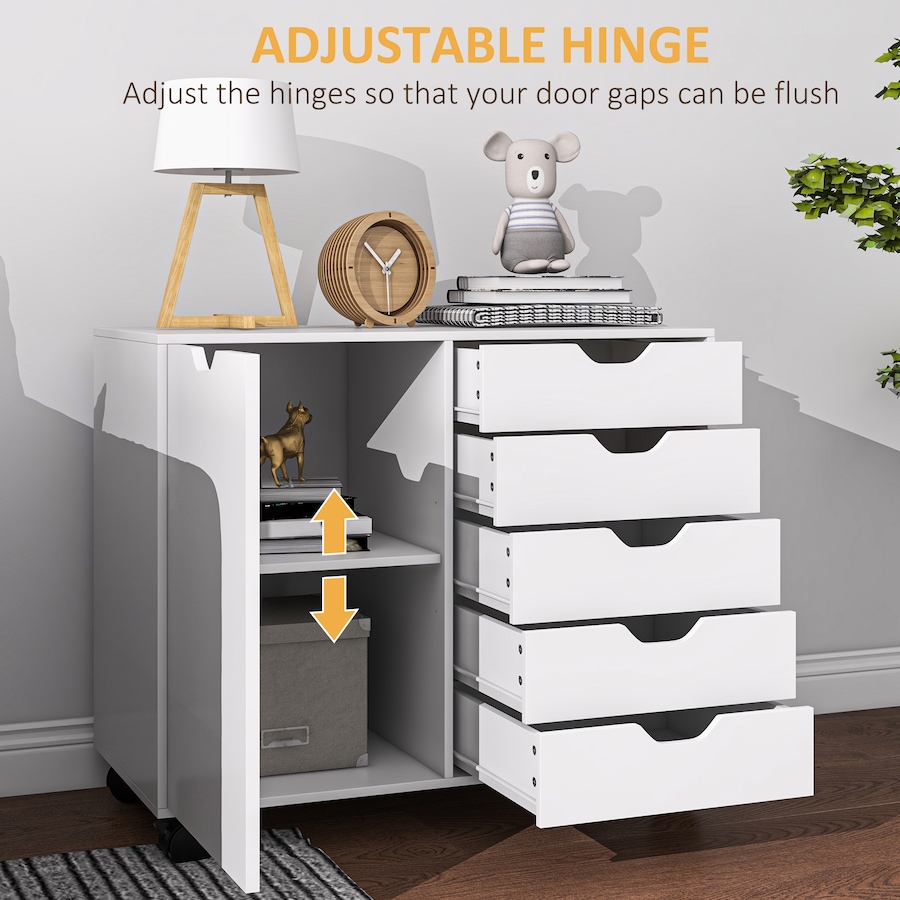 Image 997308_ALTMORE15.jpg, Product 997-308 / Price $159.99, HOMCOM Modern Mobile 5-Drawer Chest with Door, Office Storage Cabinet Black from HOMCOM on TSC.ca's Home & Garden department
