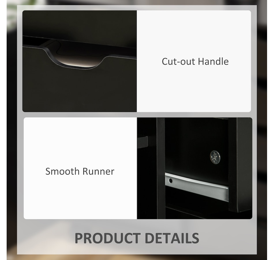 Image 997308_ALTMORE5.jpg, Product 997-308 / Price $179.99, HOMCOM Modern Mobile 5-Drawer Chest with Door, Office Storage Cabinet Black from HOMCOM on TSC.ca's Home & Garden department