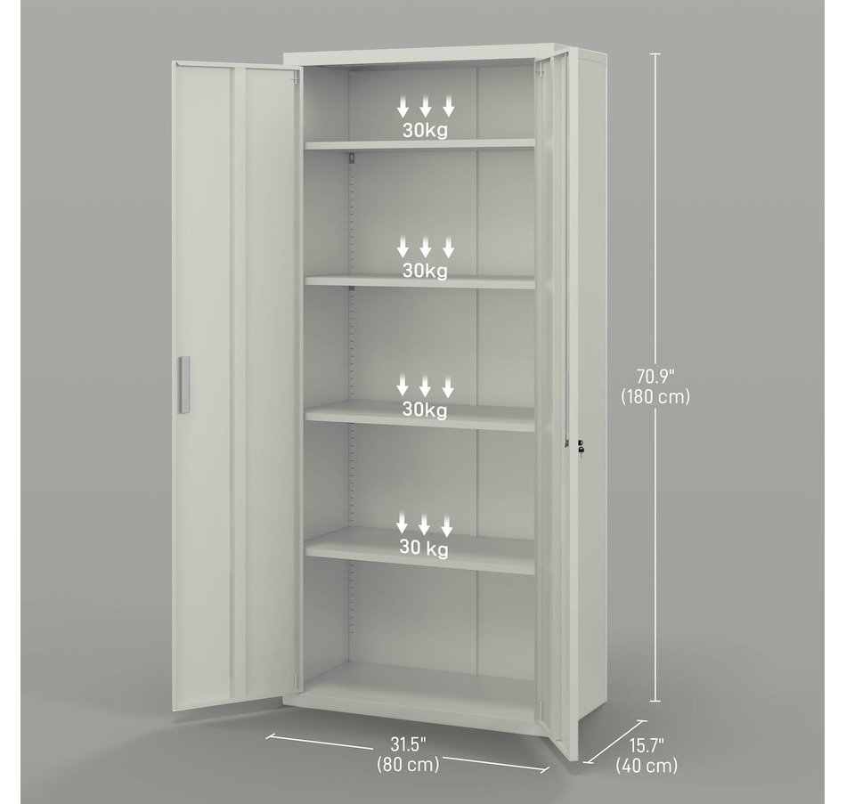 Image 997313_ALTMORE10.jpg, Product 997-313 / Price $299.99, HOMCOM 71" Metal Storage Cabinet with 2 Doors 4 Adjustable Shelves White from HOMCOM on TSC.ca's Home & Garden department