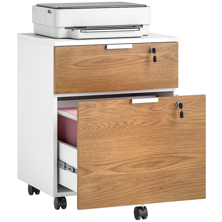 Image 997314.jpg, Product 997-314 / Price $113.29, HOMCOM 2 Drawer File Cabinet with Lock Wheels Hanging Bars Nature Wood from HOMCOM on TSC.ca's Home & Garden department