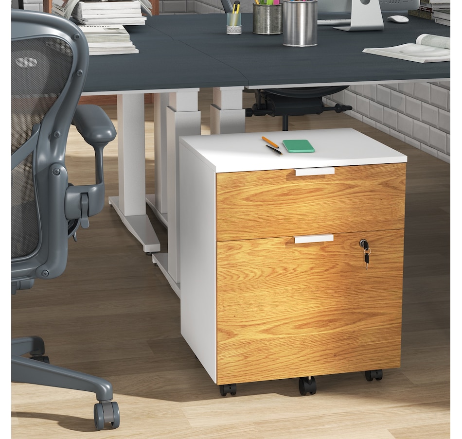 Image 997314_ALTMORE1.jpg, Product 997-314 / Price $109.99, HOMCOM 2 Drawer File Cabinet with Lock Wheels Hanging Bars Nature Wood from HOMCOM on TSC.ca's Home & Garden department