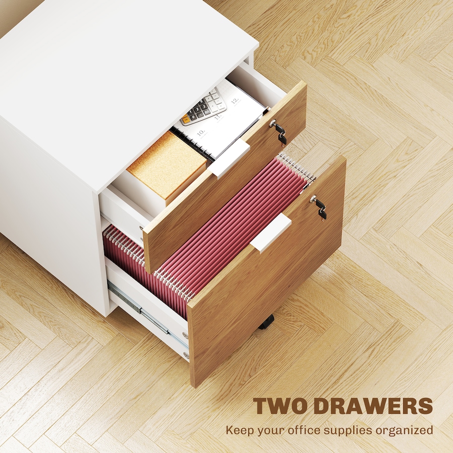 Image 997314_ALTMORE11.jpg, Product 997-314 / Price $113.29, HOMCOM 2 Drawer File Cabinet with Lock Wheels Hanging Bars Nature Wood from HOMCOM on TSC.ca's Home & Garden department