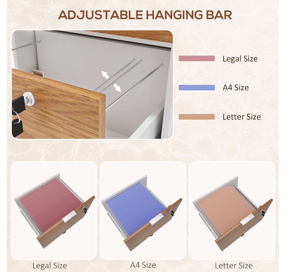 Image 997314_ALTMORE4.jpg, Product 997-314 / Price $109.99, HOMCOM 2 Drawer File Cabinet with Lock Wheels Hanging Bars Nature Wood from HOMCOM on TSC.ca's Home & Garden department