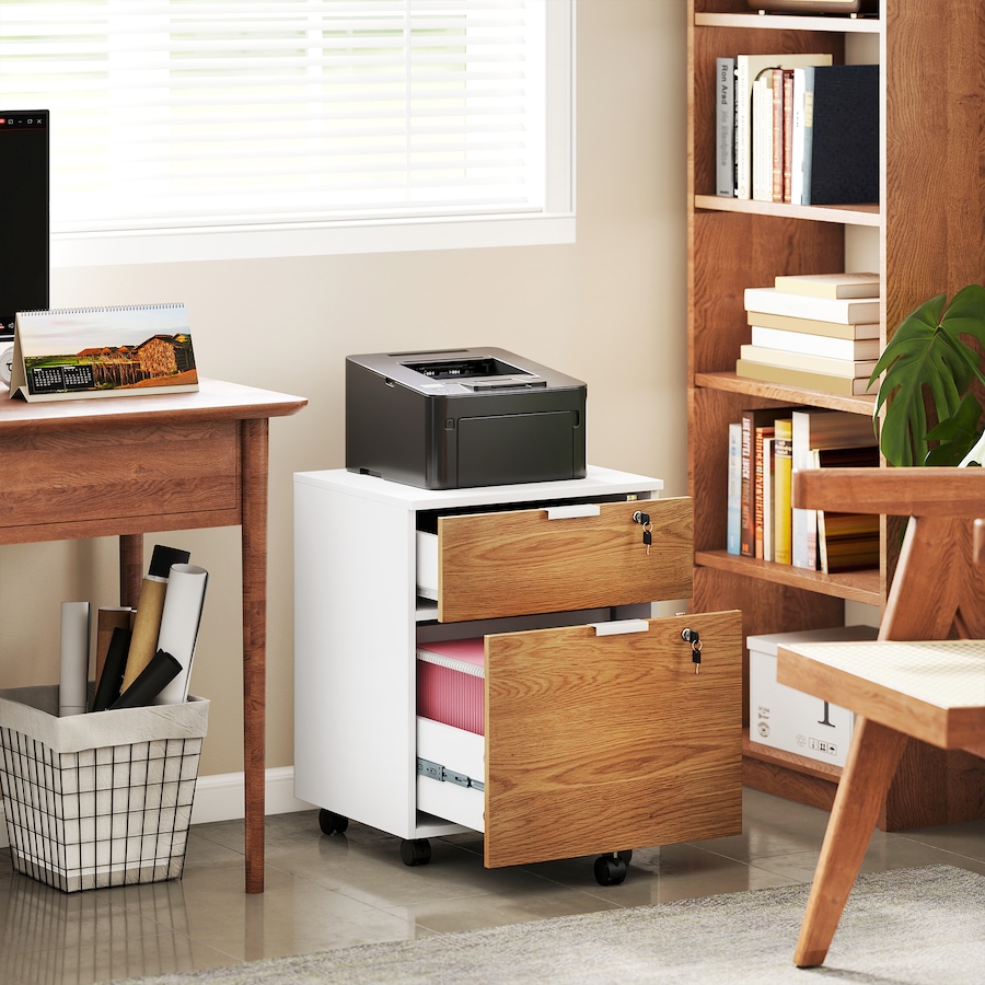 Image 997314_ALTMORE9.jpg, Product 997-314 / Price $113.29, HOMCOM 2 Drawer File Cabinet with Lock Wheels Hanging Bars Nature Wood from HOMCOM on TSC.ca's Home & Garden department