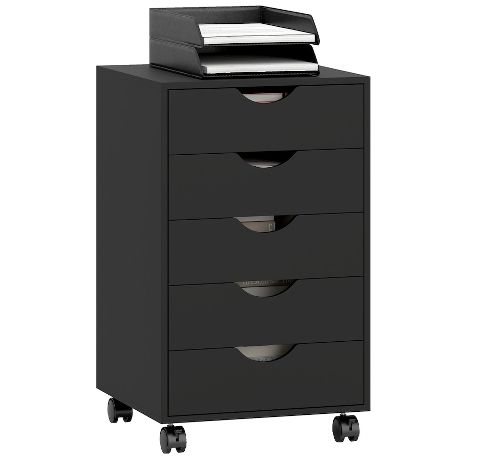 Image 997318.jpg, Product 997-318 / Price $112.99, HOMCOM File Cabinet with 5 Drawer Wheels Storage Organizer Black from HOMCOM on TSC.ca's Home & Garden department