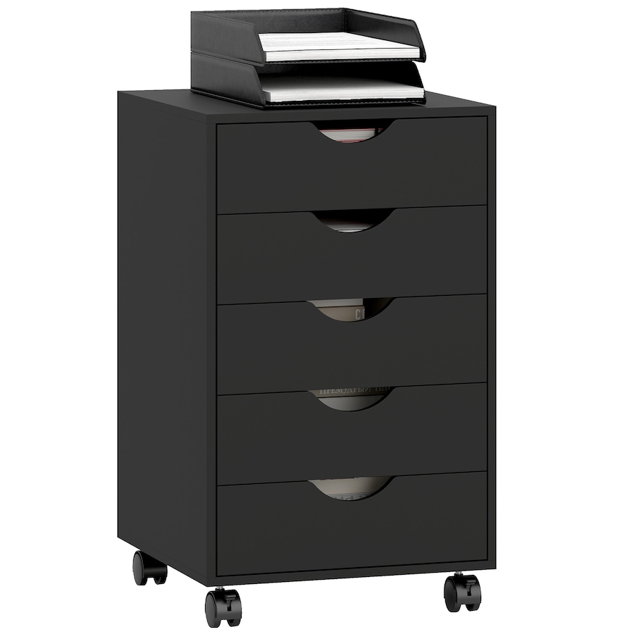 Image 997318.jpg, Product 997-318 / Price $99.99, HOMCOM File Cabinet with 5 Drawer Wheels Storage Organizer Black from HOMCOM on TSC.ca's Home & Garden department
