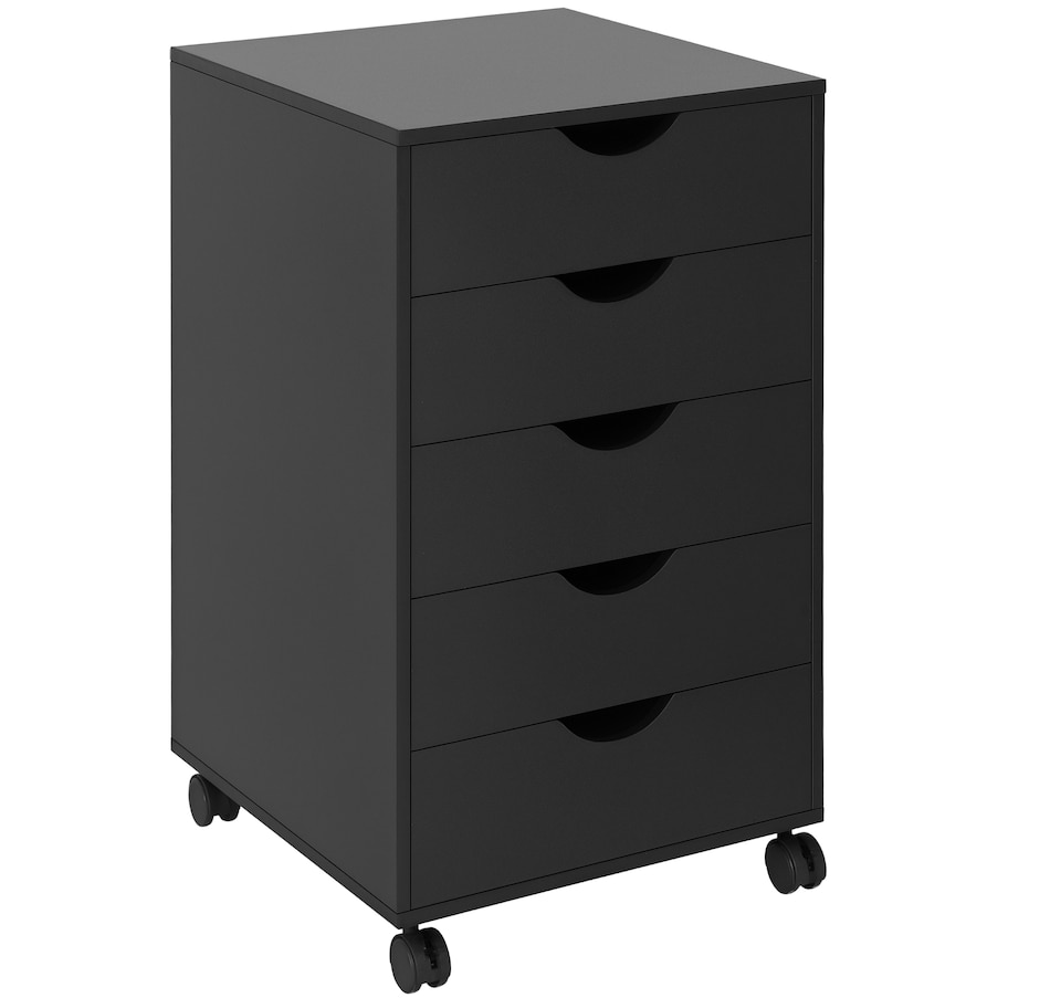 Image 997318.png, Product 997-318 / Price $109.99, HOMCOM File Cabinet with 5 Drawer Wheels Storage Organizer Black from HOMCOM on TSC.ca's Home & Garden department