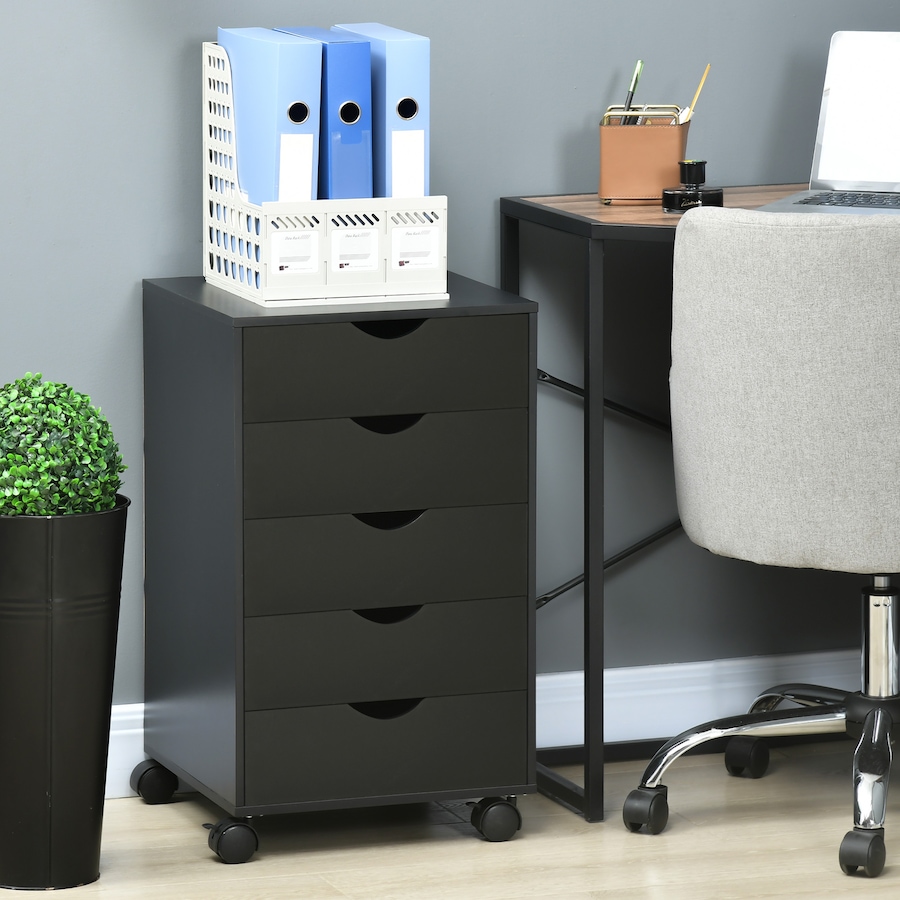 Image 997318_ALTMORE1.jpg, Product 997-318 / Price $99.99, HOMCOM File Cabinet with 5 Drawer Wheels Storage Organizer Black from HOMCOM on TSC.ca's Home & Garden department