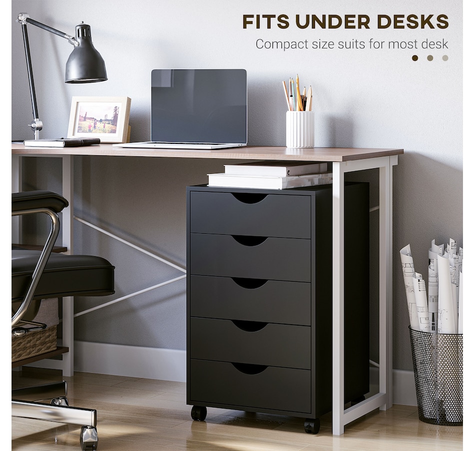 Image 997318_ALTMORE5.jpg, Product 997-318 / Price $109.99, HOMCOM File Cabinet with 5 Drawer Wheels Storage Organizer Black from HOMCOM on TSC.ca's Home & Garden department