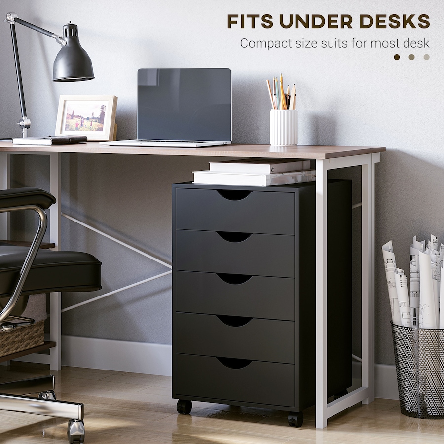 Image 997318_ALTMORE5.jpg, Product 997-318 / Price $99.99, HOMCOM File Cabinet with 5 Drawer Wheels Storage Organizer Black from HOMCOM on TSC.ca's Home & Garden department
