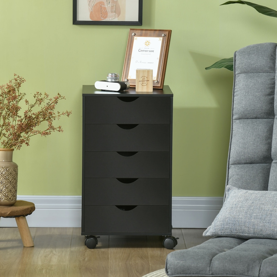 Image 997318_ALTMORE6.jpg, Product 997-318 / Price $99.99, HOMCOM File Cabinet with 5 Drawer Wheels Storage Organizer Black from HOMCOM on TSC.ca's Home & Garden department