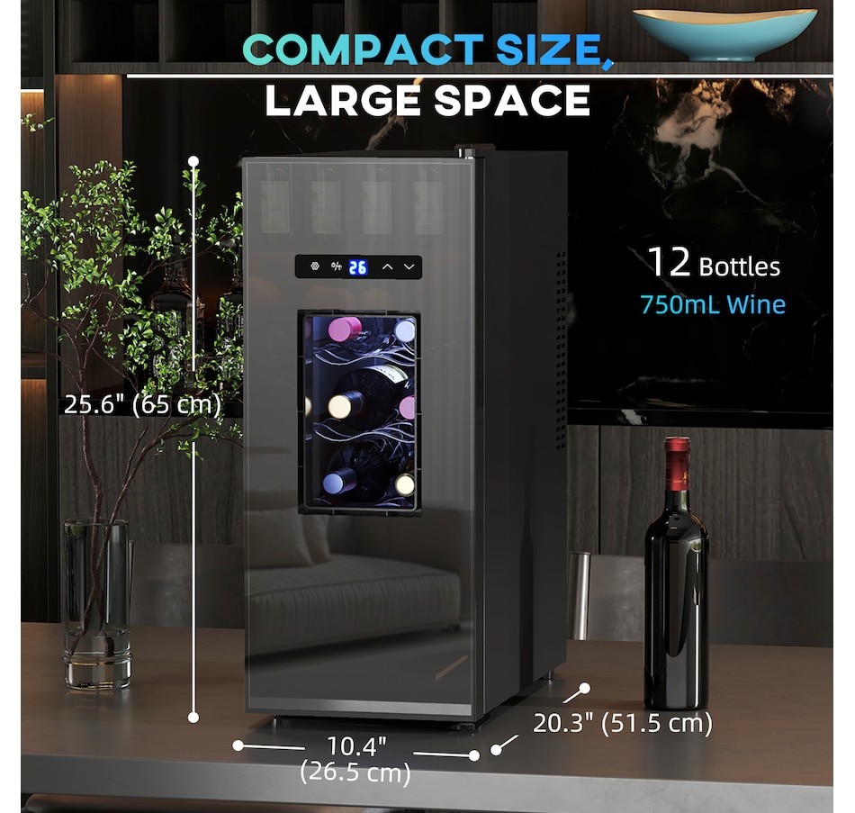 Image 997319_ALTMORE2.jpg, Product 997-319 / Price $279.99, HOMCOM Wine Cooler, 12 Bottles Beverage and Wine Fridge with Glass Door from HOMCOM on TSC.ca's Kitchen department