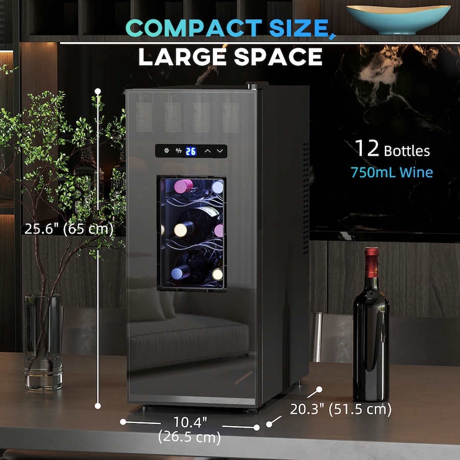 Image 997319_ALTMORE2.jpg, Product 997-319 / Price $289.99, HOMCOM Wine Cooler, 12 Bottles Beverage and Wine Fridge with Glass Door from HOMCOM on TSC.ca's Kitchen department
