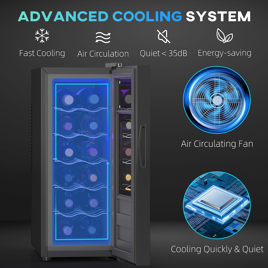 Image 997319_ALTMORE3.jpg, Product 997-319 / Price $289.99, HOMCOM Wine Cooler, 12 Bottles Beverage and Wine Fridge with Glass Door from HOMCOM on TSC.ca's Kitchen department