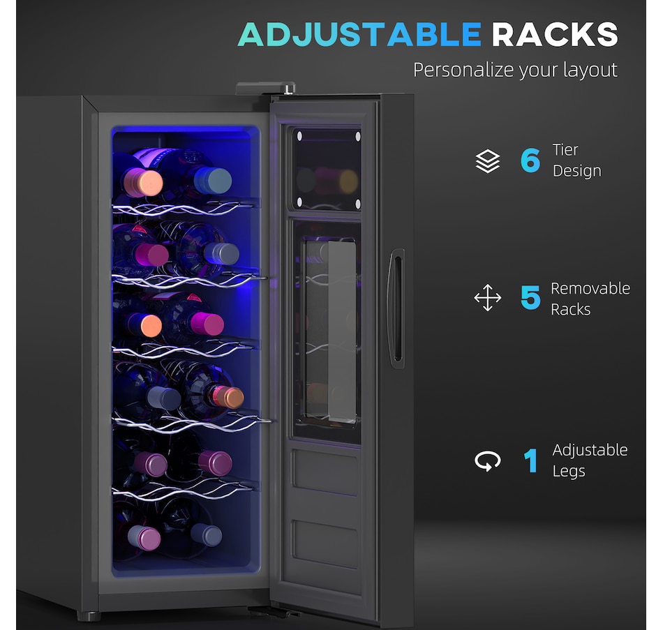 Image 997319_ALTMORE5.jpg, Product 997-319 / Price $279.99, HOMCOM Wine Cooler, 12 Bottles Beverage and Wine Fridge with Glass Door from HOMCOM on TSC.ca's Kitchen department